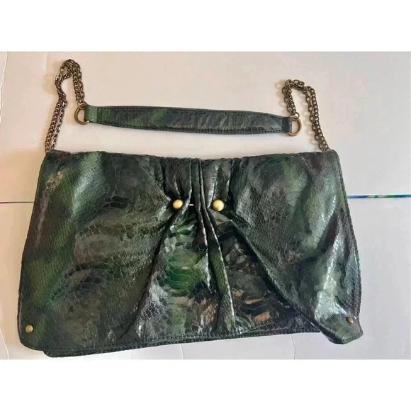 Vintage Deena & Ozzy Snakeskin Print Leather Small Handbag Clutch Wallet - Picture 9 of 11